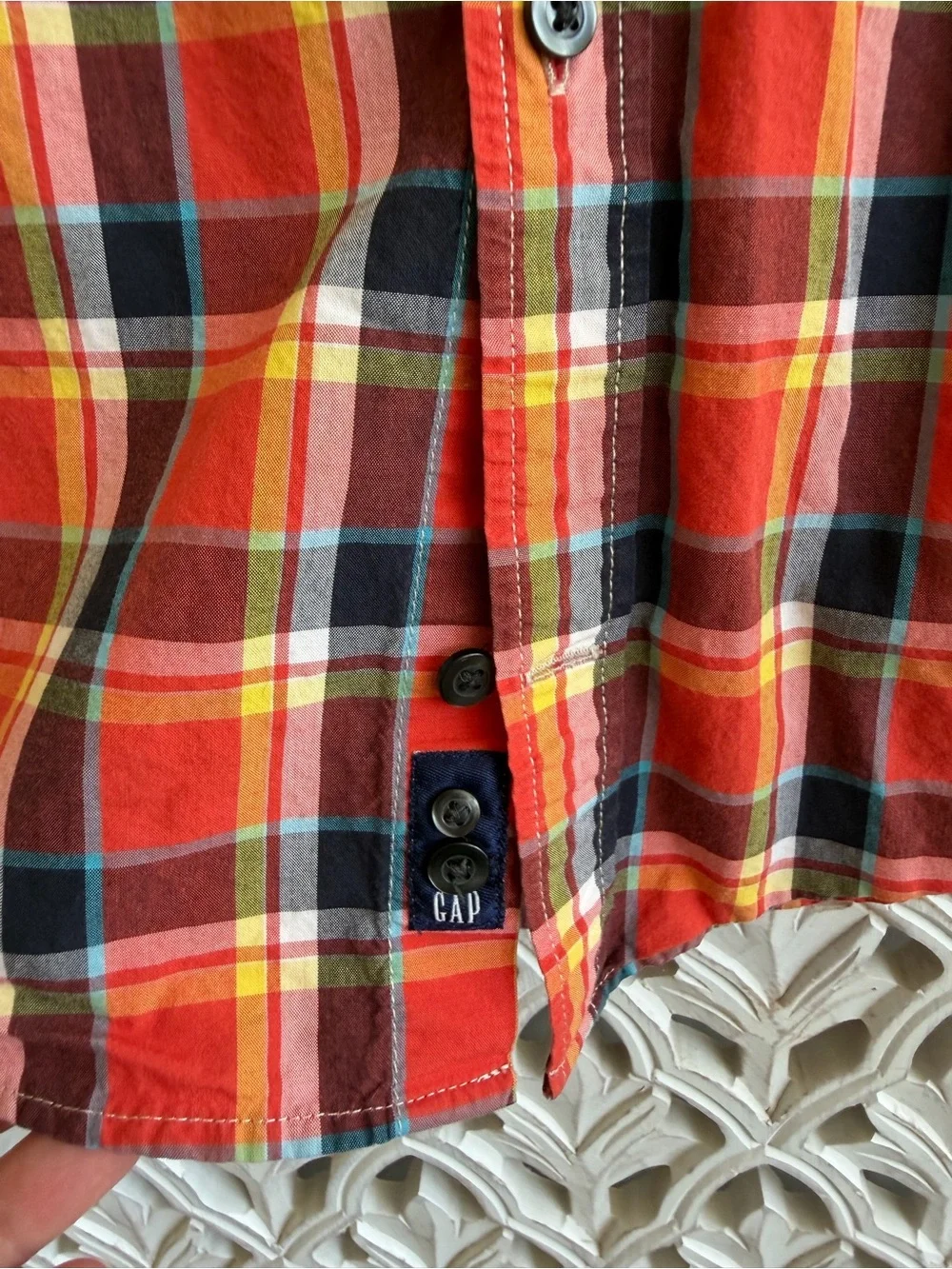 Gap Kids Boys Plaid Button Down Shirt XS Red Fall